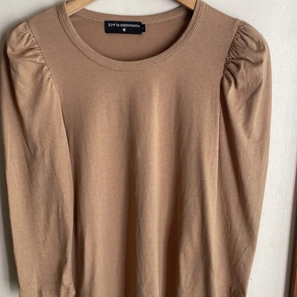 Tuckernuck Pomander Tan Vesty Long Puff Sleeve Crewneck Top - Picture 4 of 16